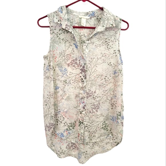 H&M Tops - H&M White Sleeveless Summer Tunic Tank Top Size 4